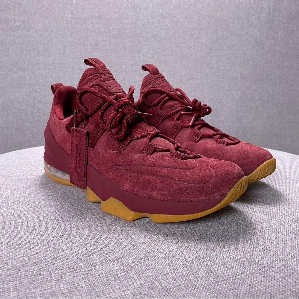 Nike Lebron 13 Low Premium Men's Size 10 Burgundy Suede Gum Bottom AH8289-600